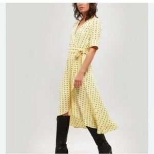 Ganni Floral Print Midi Wrap Dress